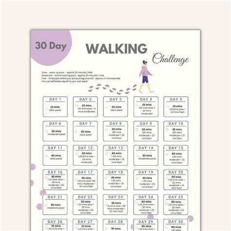 30 Day Walking Challenge Printable Walking Planner Daily Walking Plan 30 Day Walking Challenge Printable Walking Planner Daily Walking Plan