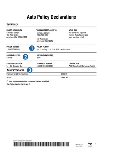 Auto Insurance Policy Declaration Pages Allstate Auto Insurance Policy Declaration Pages Allstate