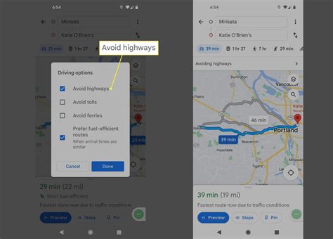 Avoid Highways Google Maps Android