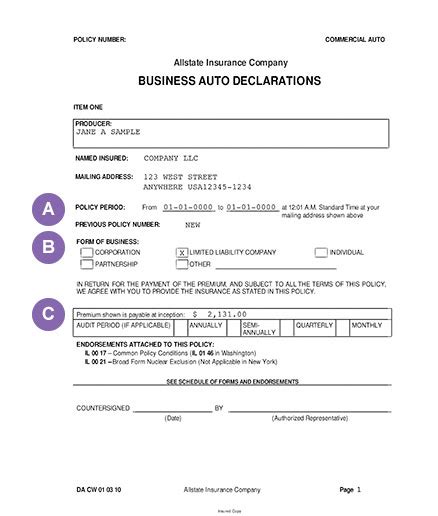 Business Auto Insurance Policy Business Auto Insurance Policy