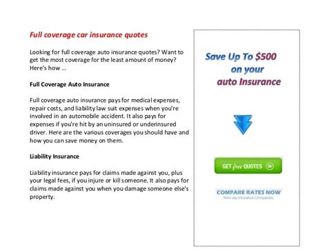 Car Insurance Full Coverage Quotes