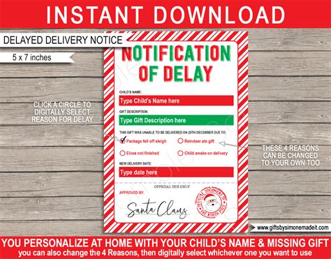 Delayed Santa Gift Letter Template Late Christmas Gift Notification Delayed Santa Gift Letter Template Late Christmas Gift Notification