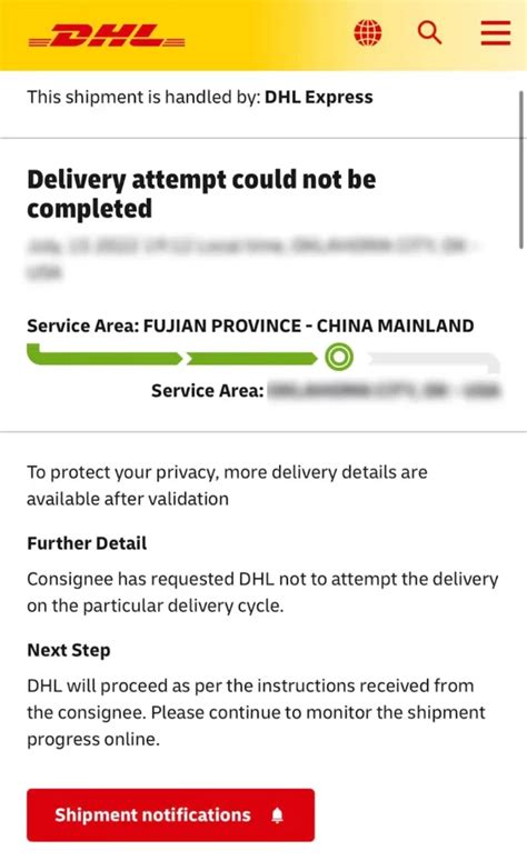 Delivery Attempt Could Not Be Completed Dhl