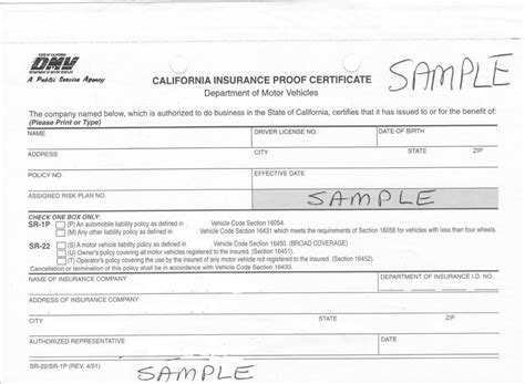 Dmv Ca Proof Of Insurance