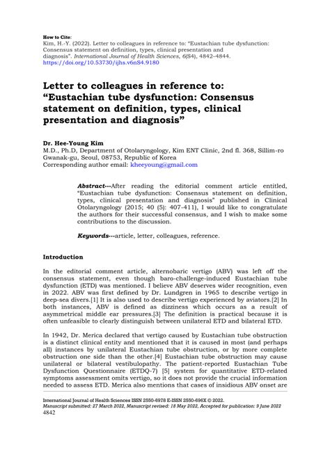 Eustachian Tube Dysfunction Consensus Statement On Definition Pdf Eustachian Tube Dysfunction Consensus Statement On Definition Pdf