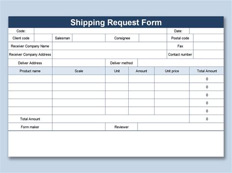 Excel Of Shipping Request Form Xls Wps Free Templates