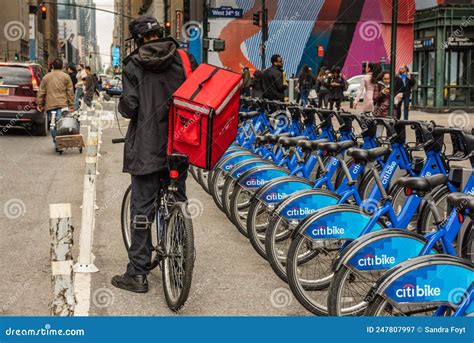 Food Delivery Guy On New York City Street Editorial Photography Image Food Delivery Guy On New York City Street Editorial Photography Image