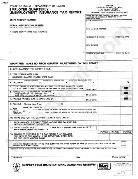 Form Tax020 Employer Quarterly Unemployment Insurance Tax Report Form Tax020 Employer Quarterly Unemployment Insurance Tax Report