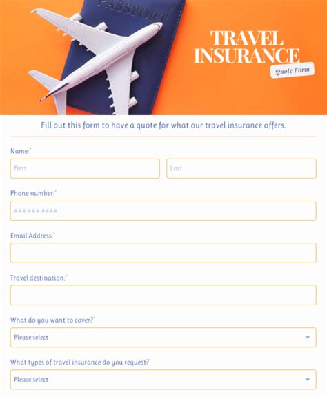 Free Online Travel Insurance Quote Form Template Free Online Travel Insurance Quote Form Template
