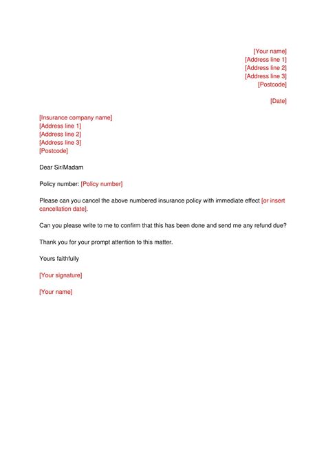 Free Printable Insurance Cancellation Letter Templates Pdf Word