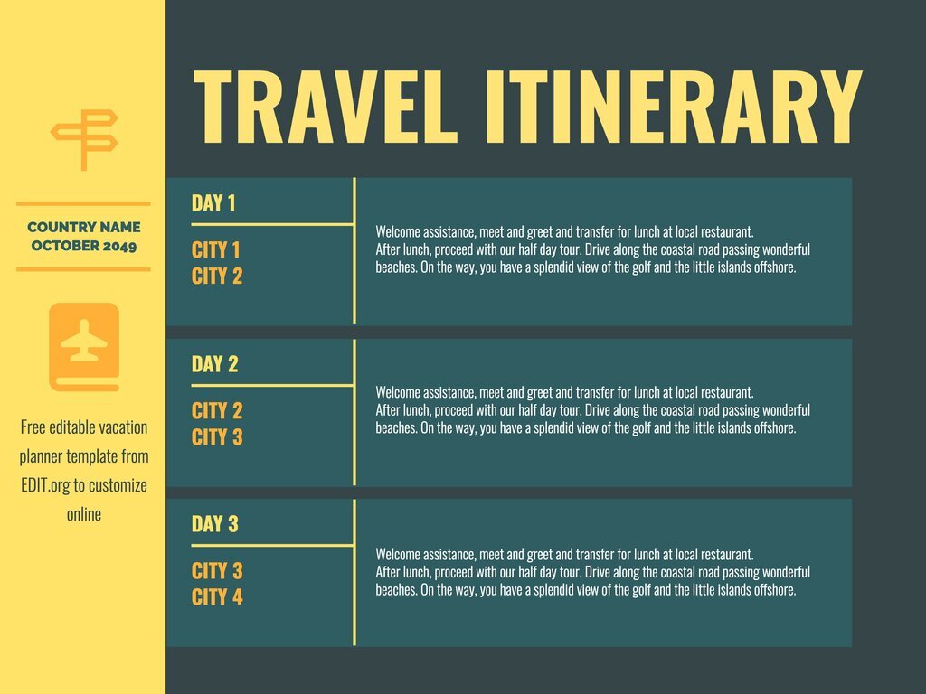 Free Travel Itinerary Templates To Edit And Print Free Travel Itinerary Templates To Edit And Print