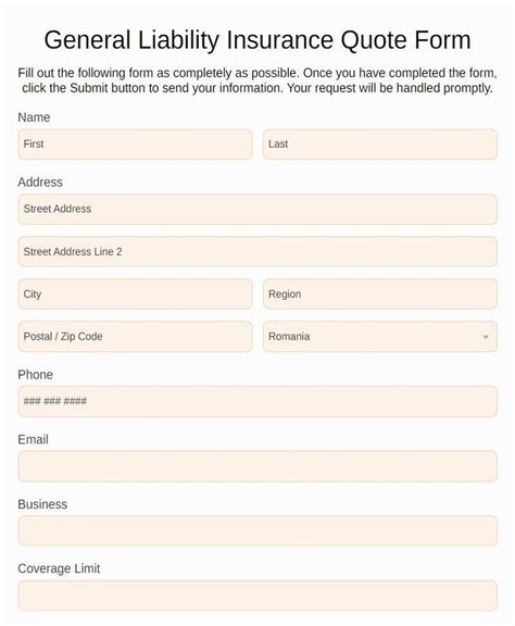 General Liability Insurance Quote Form Template 123Formbuilder General Liability Insurance Quote Form Template 123Formbuilder