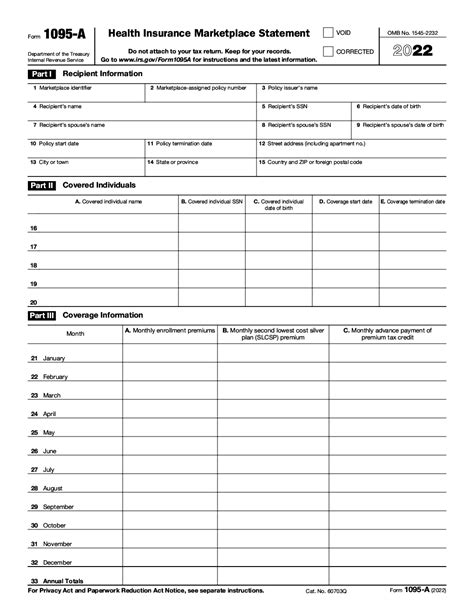Health Insurance Marketplace Form 1095 A