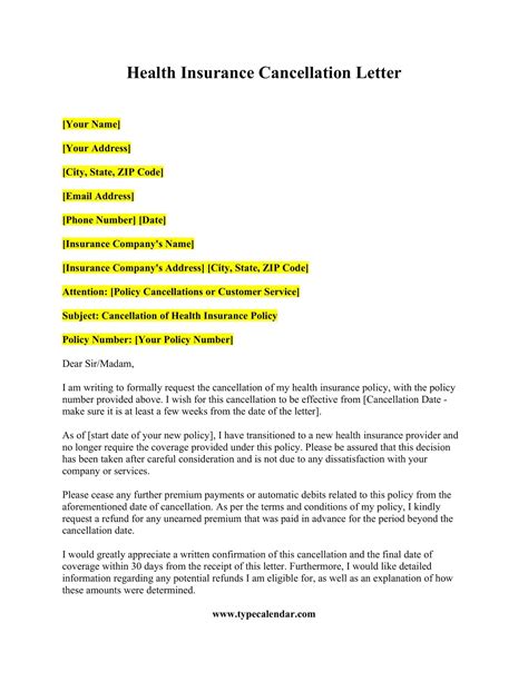 Health Insurance Termination Letter Template Collecti Vrogue Co