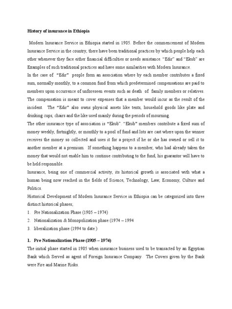 History Of Insurance In Ethiopia Pdf Insurance Liability Insurance History Of Insurance In Ethiopia Pdf Insurance Liability Insurance