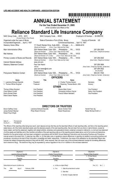 Insurance Company Insurance Company Annual Statement Insurance Company Insurance Company Annual Statement
