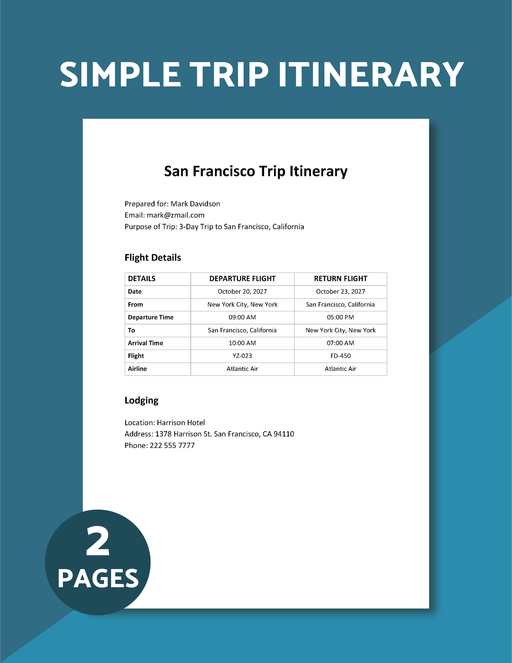 Itinerary Template Google Docs