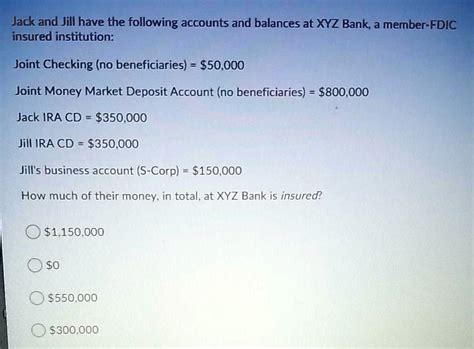 Jack And Jill Have The Following Accounts And Balances At Xyz Banka Jack And Jill Have The Following Accounts And Balances At Xyz Banka