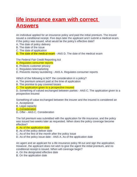 Life Insurance Exam With Correct Answers Exams Nursing Docsity Life Insurance Exam With Correct Answers Exams Nursing Docsity