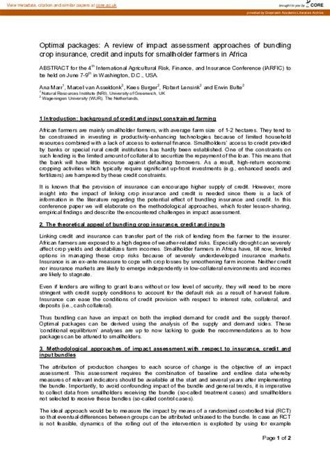 Optimal Packages A Review Of Impact Assessment Approaches Of Bundled
