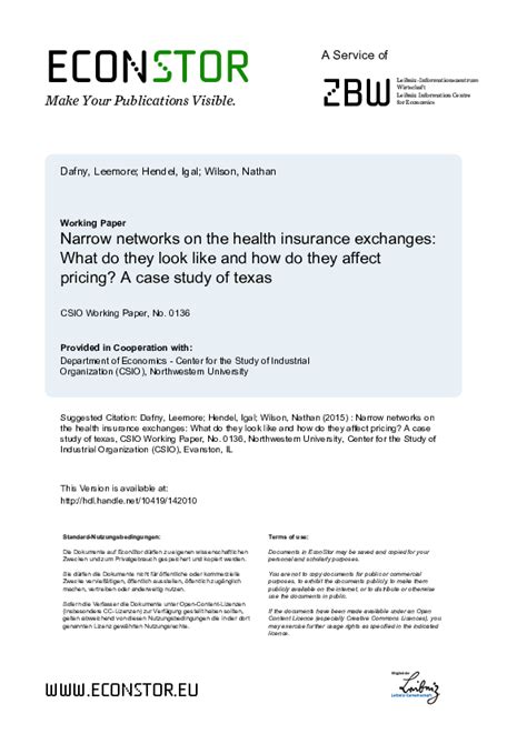 Pdf Narrow Networks On The Health Insurance Exchanges What Do They Pdf Narrow Networks On The Health Insurance Exchanges What Do They