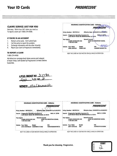 Printable Progressive Insurance Card