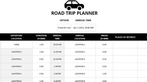 Road Trip Planner Template Howtoexcel Net Road Trip Planner Template Howtoexcel Net