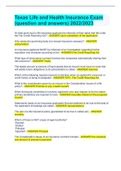 Texas Life And Health Insurance Exam Question And Answers 2022 2023 Texas Life And Health Insurance Exam Question And Answers 2022 2023