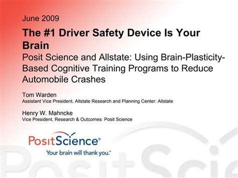 The Allstate Posit Science Partnership Cognitive Training For Safer The Allstate Posit Science Partnership Cognitive Training For Safer