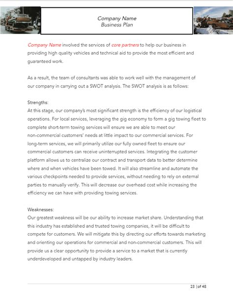 Towing Company Business Plan Template Sample Pages Black Box Business Towing Company Business Plan Template Sample Pages Black Box Business
